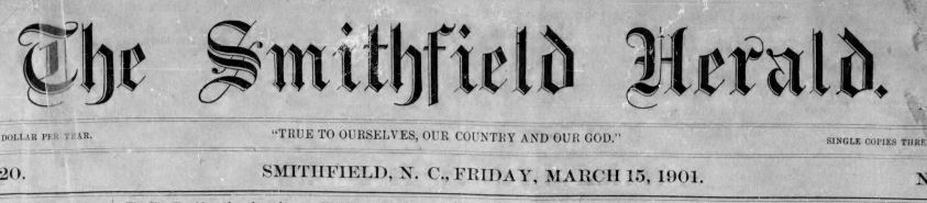 Header of the Smithfield Herald March 15, 1901 issue
