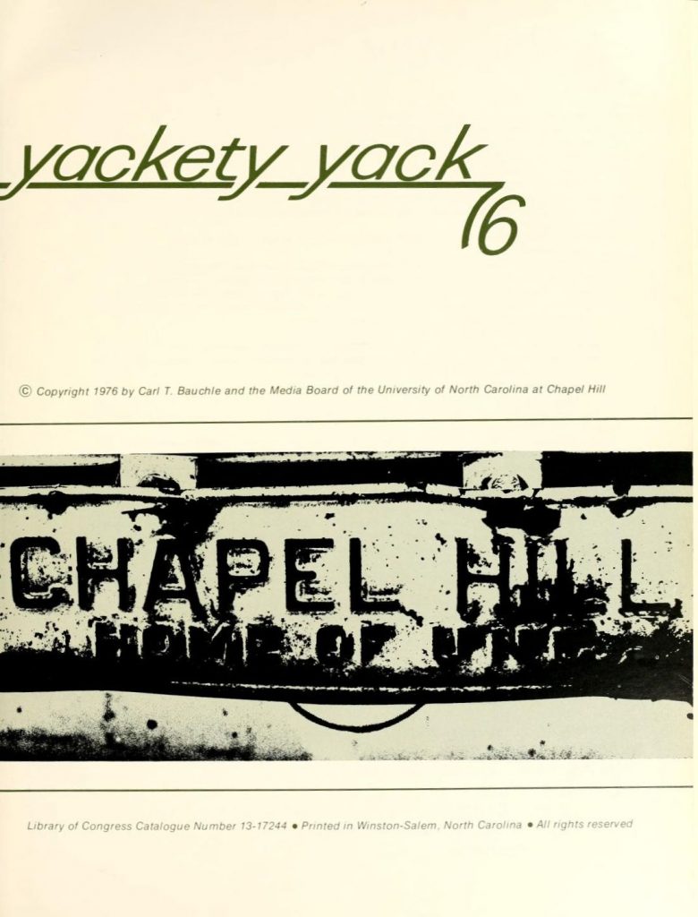 Title page of the 1976 Yack, with Chapel Hill metal plate
