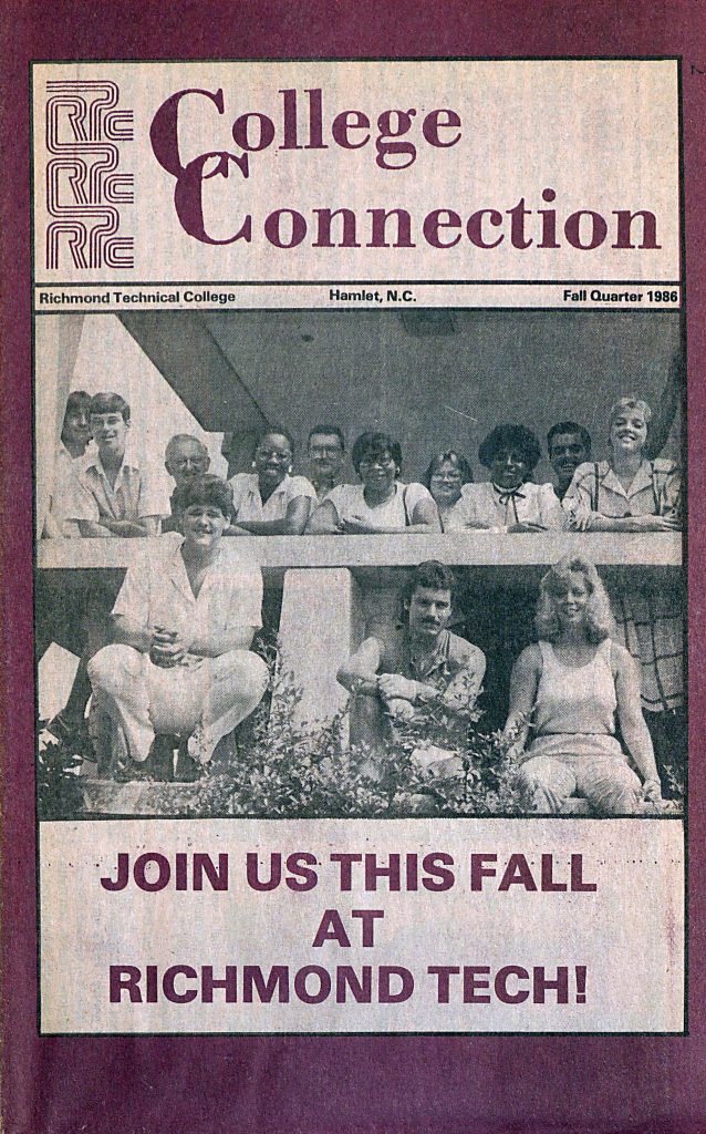 Cover shows a group of men and women in casual clothing smiling at the camera. Text: Join us this fall at Richmond Tech!