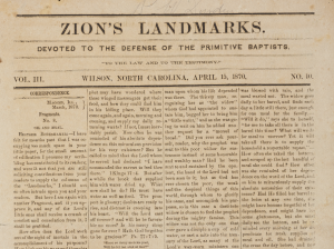 Front page of the April 15, 1870 issue of Zion's Landmarks
