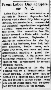 Newspaper clipping about Labor Day celebrations in 1912