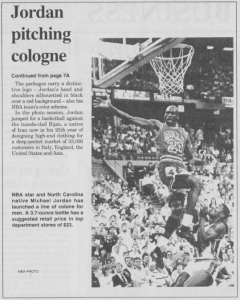 "Jordan pitching cologne," October 3, 1996