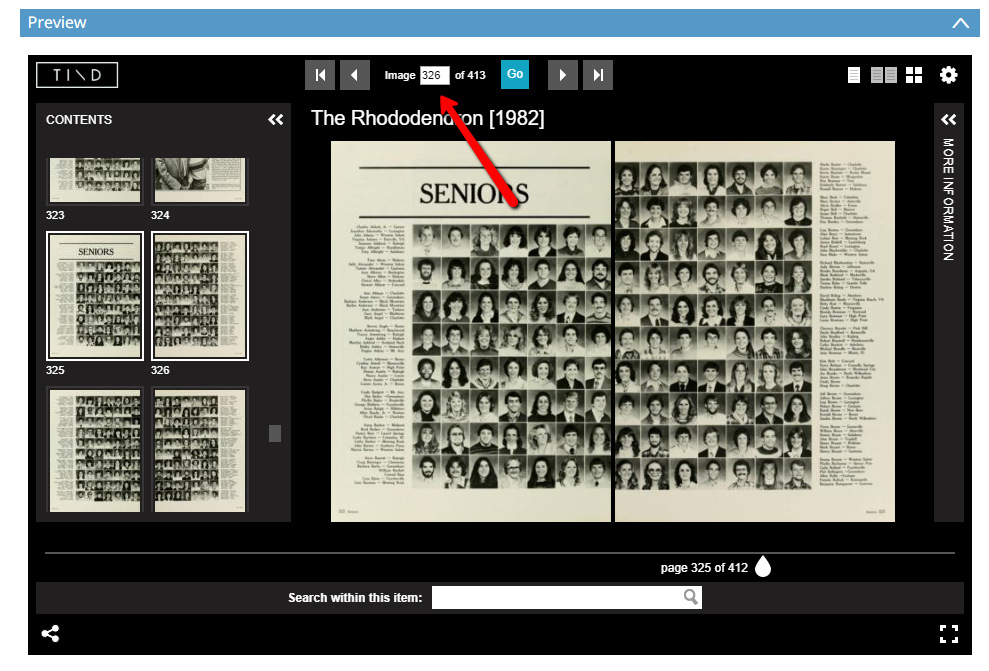 Screenshot of the Universal Viewer showing a yearbook two-page spread