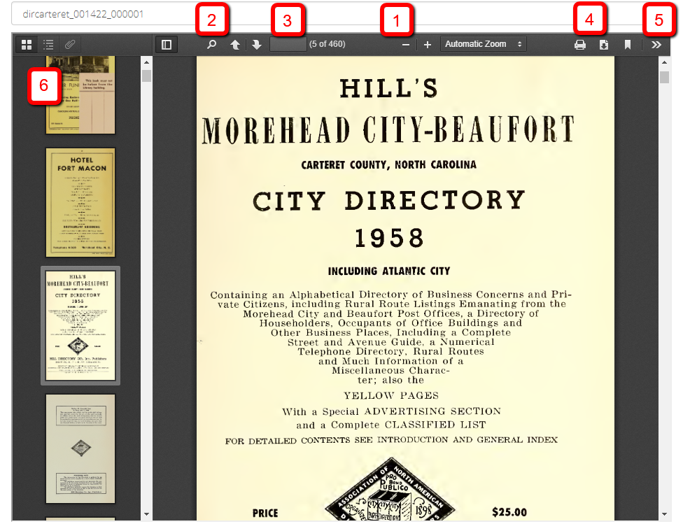 Screenshot of a City Directory with features of the viewer marked.