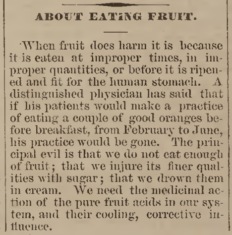 "About Eating Fruit," August 8, 1977