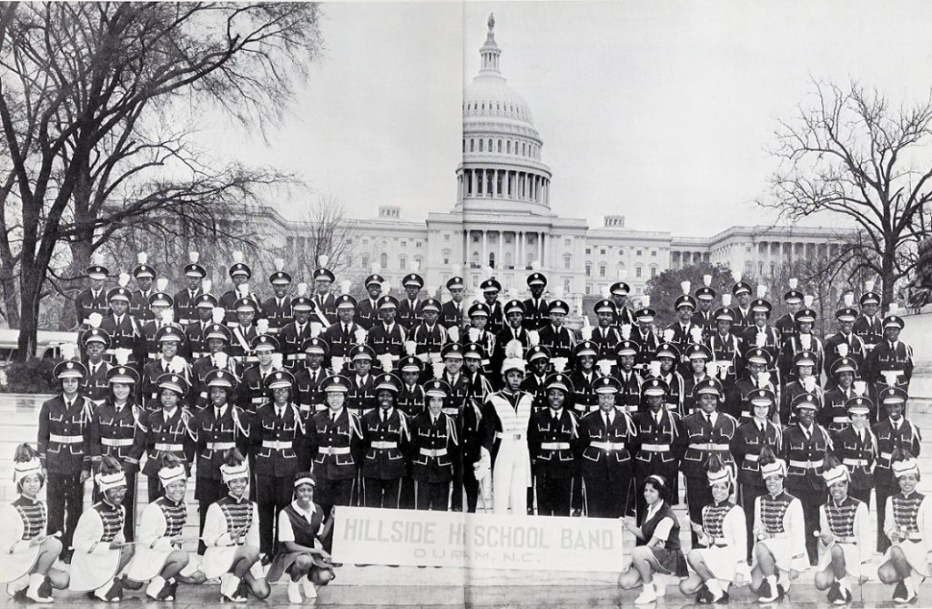Group photo of the Hillside High School Band in front of the US Capitol