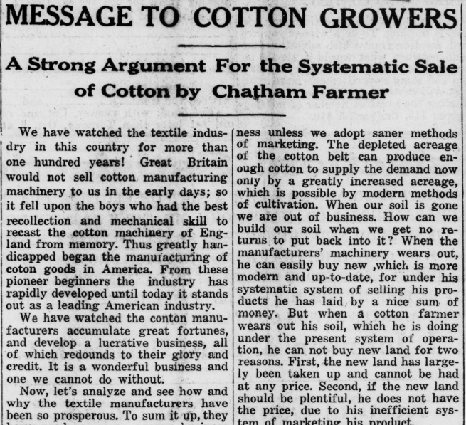 "Message to Cotton Growers," October 2, 1924