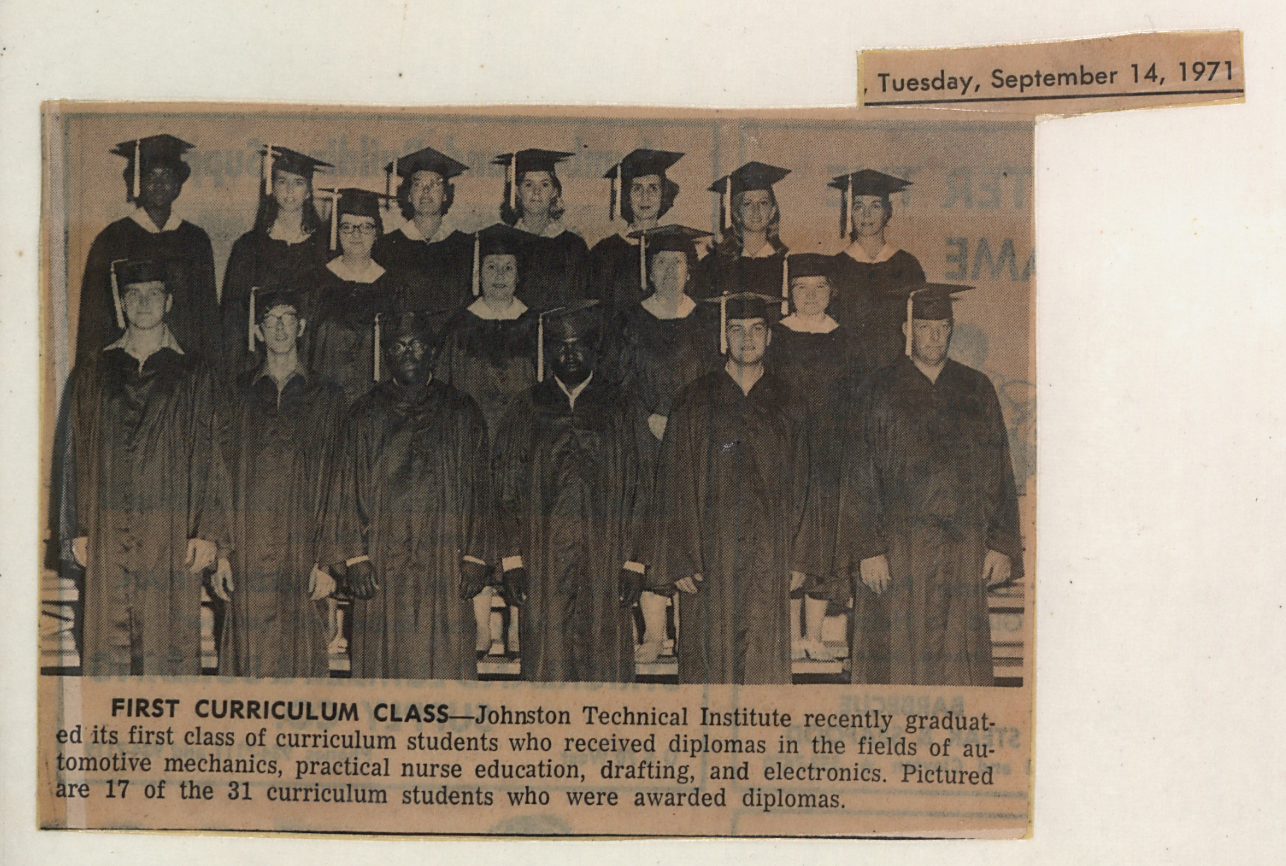 First class of curriculum students, September 1971 clipping in the 1969-1972 scrapbook