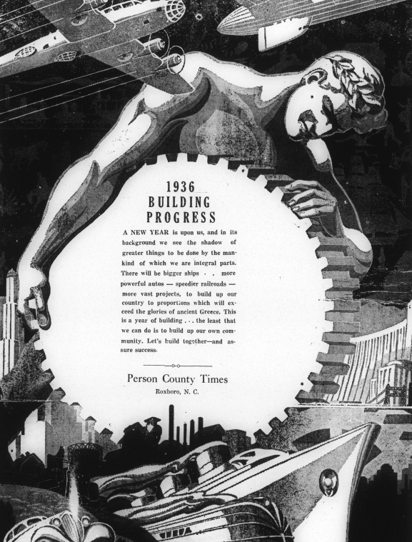 Example of Art Deco advertisement for the Person County Times.
