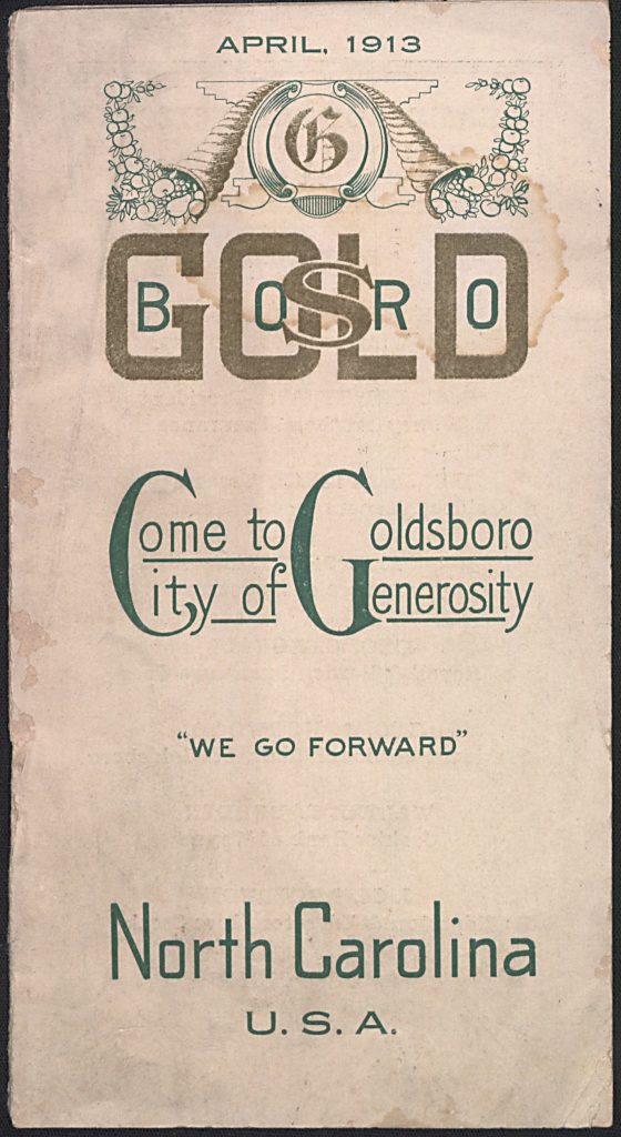 Cover of a booklet that says "Come to Goldsboro"