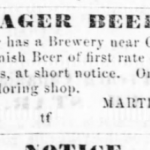 1860 ad for Menzler Brewery