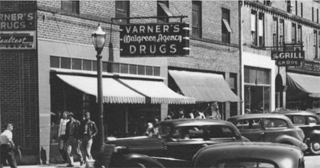 South Broad and Jordan Streets, Brevard, N.C., Looking North, 1940 