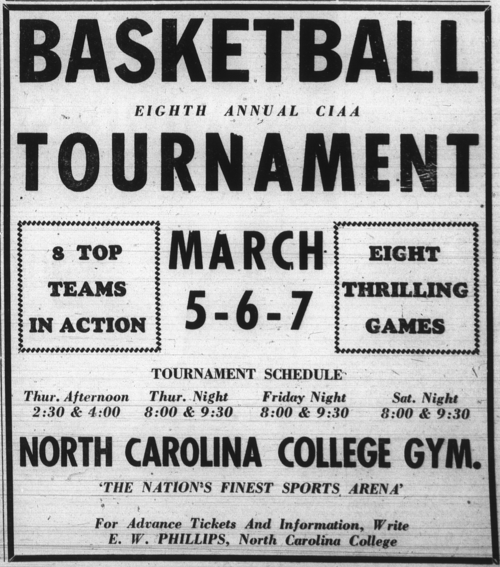 Advertisement for the 1953 CIAA tournament