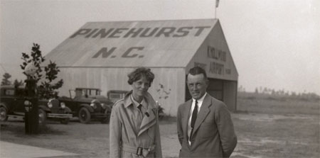 Image of Amelia Earhart and Lloyd Yost at Pinehurst Airport