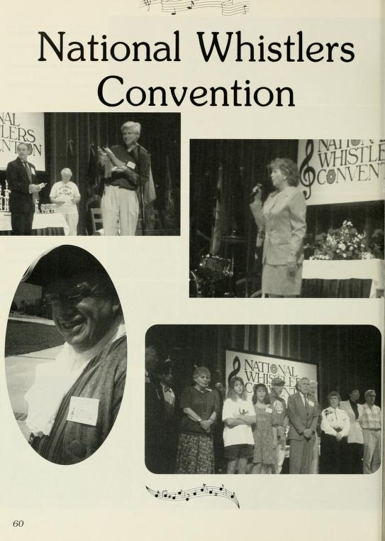 Yearbook page with photos from the National Whistlers Convention