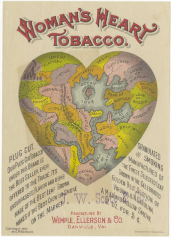 1887 Advertisement for Woman's Heart Tobacco