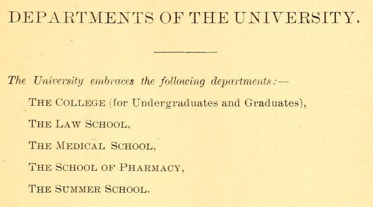 Departments at UNC-Chapel Hill in 1896