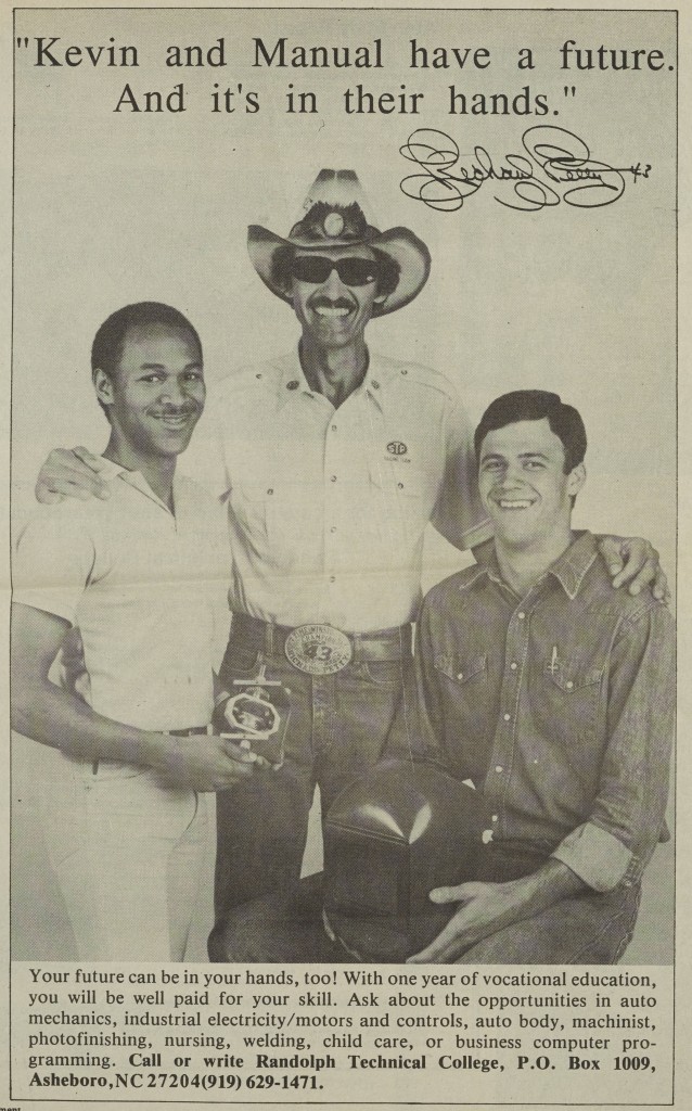 Randolph Community College Ad with Richard Petty, 1986