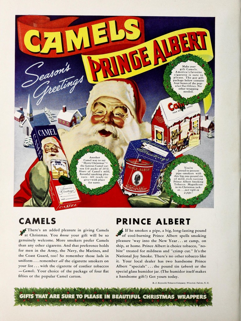 1941: "More smokers prefer Camles than any other cigarette. And that preference holds for men in the Army, Navy, the Marines, and the Coast Guard, too! So remember those lads in uniform..."