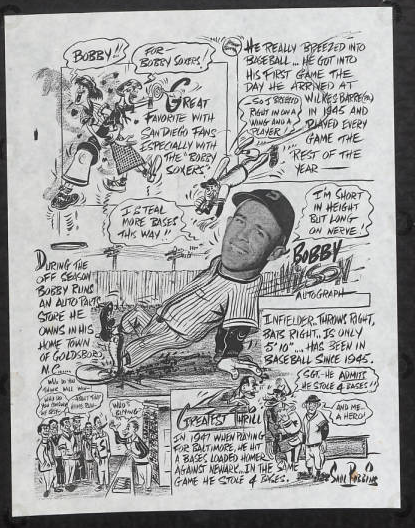 Cartoons depicting Bobby Wilson's base running abilities