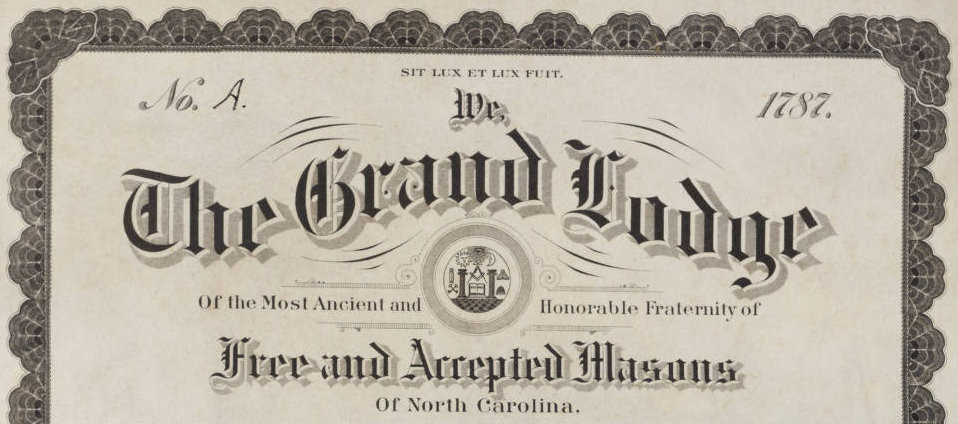 The header of the Grand Lodge Certificate establishing Army Lodge A