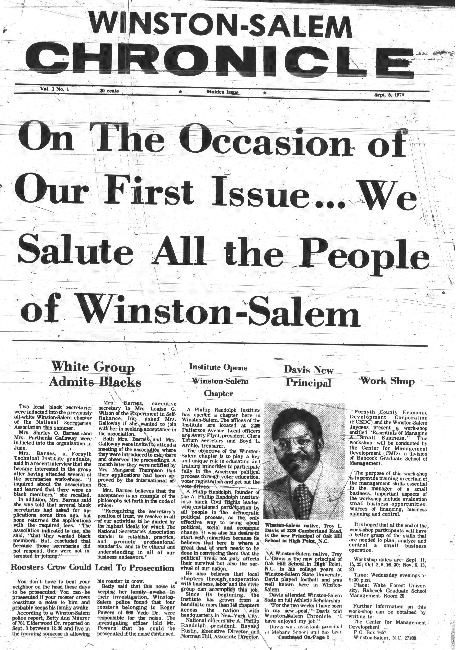 Winston-Salem Chronicle, September 05, 1974, page 1