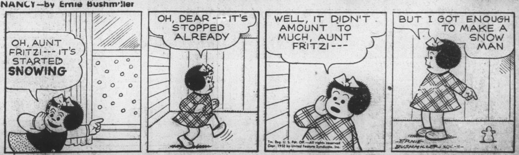 A four panel Nancy comic strip. 