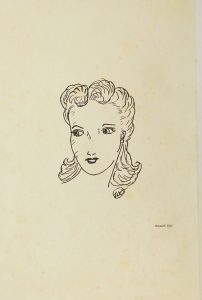 Hand-drawn looking face of a woman in 1940s hair and makeup. Text "Amazed Girl" below the face to the right.