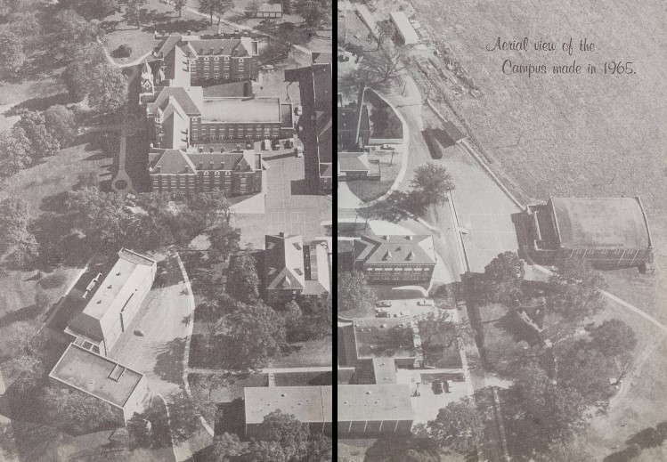 Arial view of the campus of the North Carolina School for the Deaf.