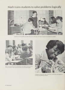 One page from the Pemican [1971] yearbook. It features three photos of students in math class.