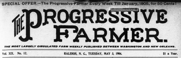 The title image for the Progressive Farmer, a farming weekly based out of Raleigh, N.C.