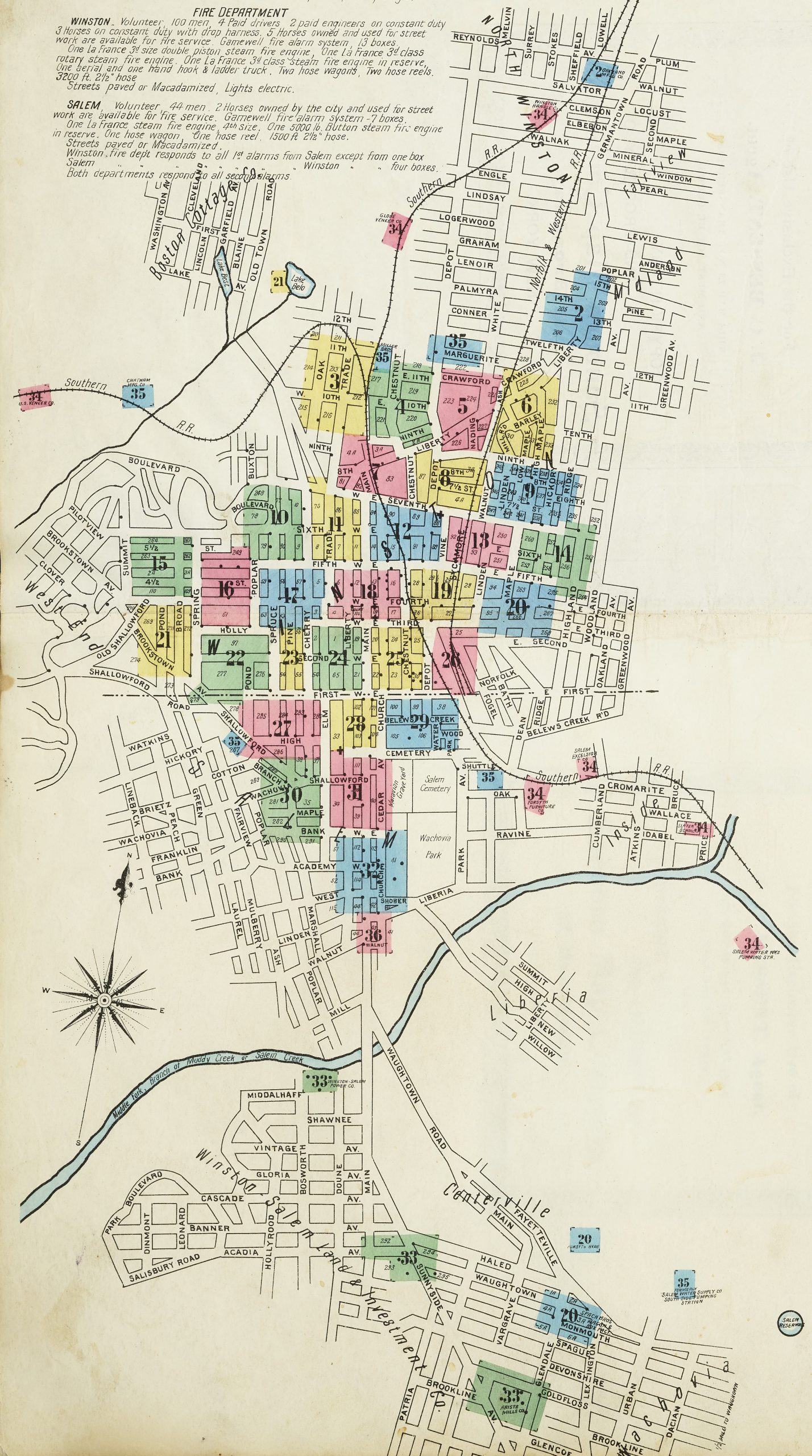 Map of Winston-Salem in 1907