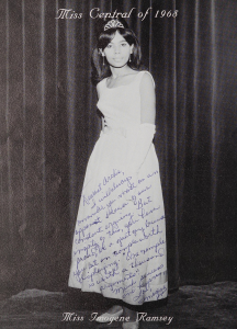 Photo of a student in a dress and tiara