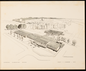 An architectural drawing of Carrboro Elementary School