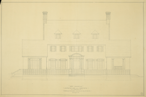 An architectural drawing of a house