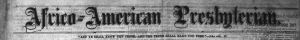Masthead of the Africo-American Presbyterian from 1880