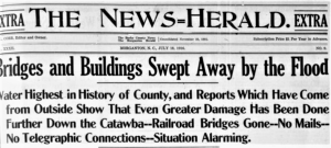 Article from July 18, 1916 issue of The News-Herald describing damage caused by flooding