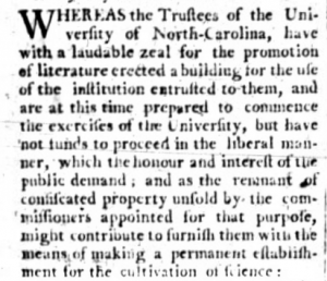 Clipping from March 5, 1795 issue of The State Gazette of North-Carolina