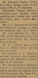 A newspaper clipping listing personal items
