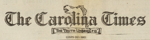 The masthead of The Carolina Times, which includes a horse's head behind the words.