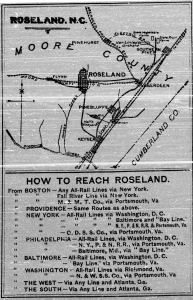A map of Roseland with instructions for how to get there