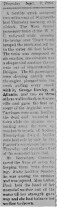 Newspaper article from Boone's Watauga Democrat that describes the train accident at Bostian's Bridge near Statesville in which 23 people were killed
