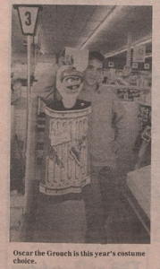 Newspaper clipping from Albemarle High School Student Newspaper, Halloween costume