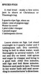 Newspaper clipping, Pamlico, spiced figs recipe