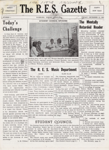 The front page of The R.E.S. Gazette