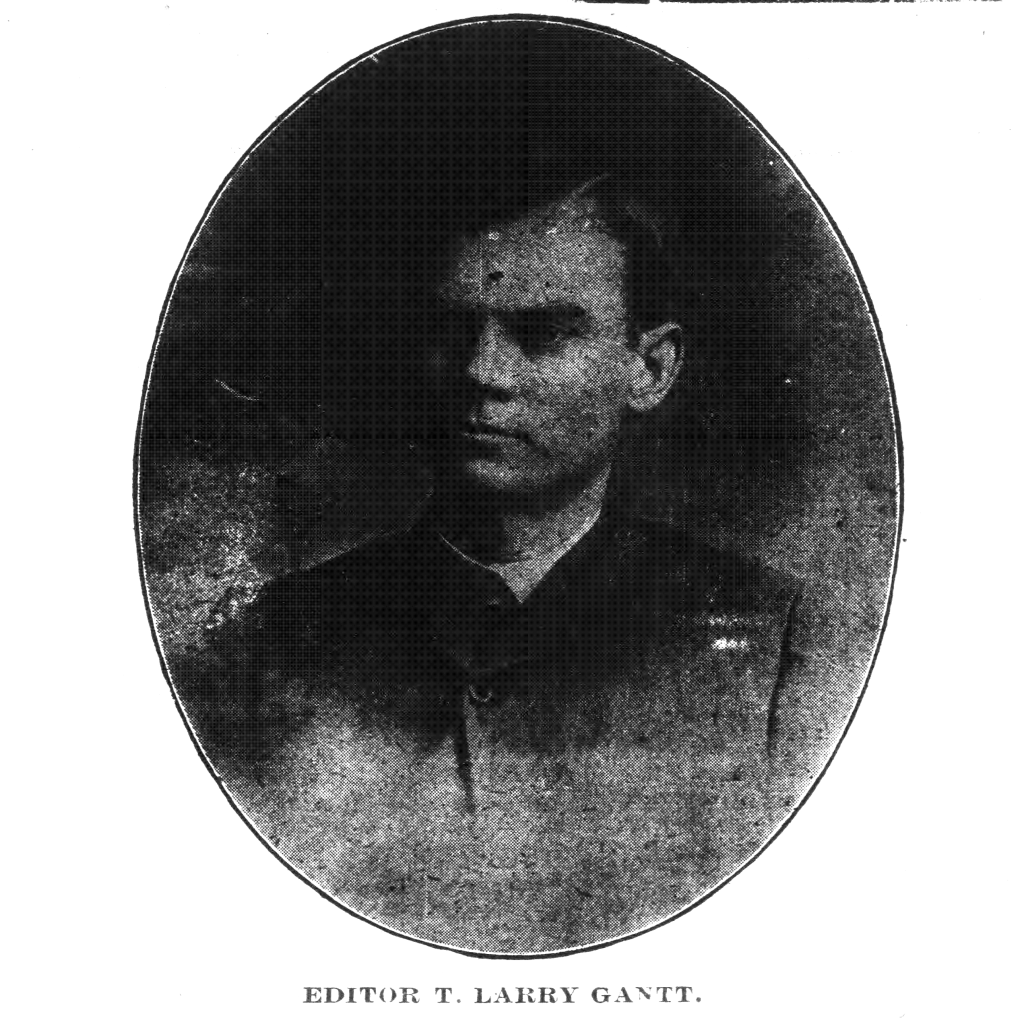 A black-and-white portrait of Larry Gantt.