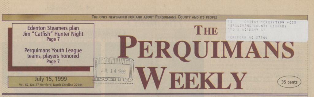 The mast head of The Perquimans Weekly