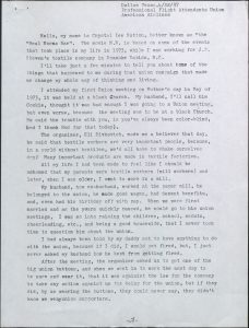 A typed speech about Crystal Lee Sutton's involvement with labor unions.