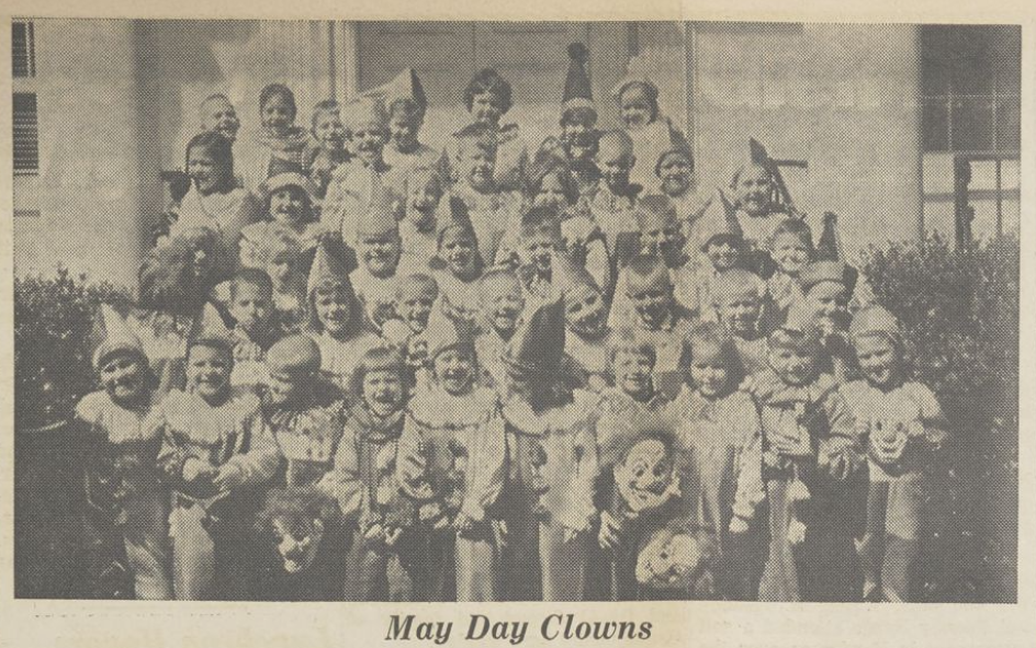 group of children dressed as clowns
