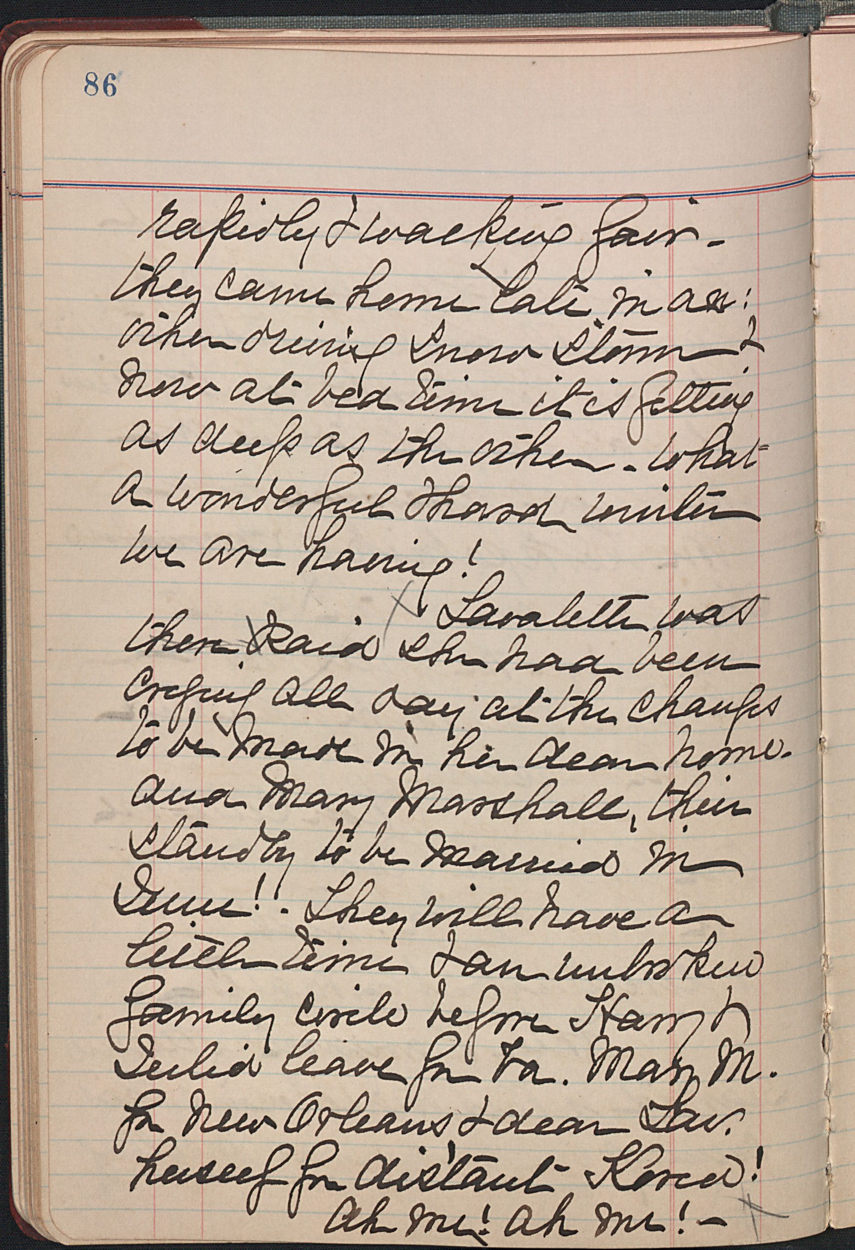 A diary page from the collection of Mrs. Smith.